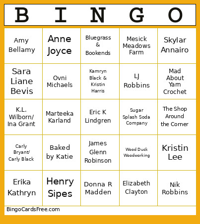 Pumpkins & Pages 2026 Bingo Card