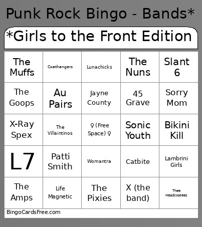 Punk Rock - Women's Month Bingo Card