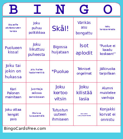 Puolue Vujut Bingo Card