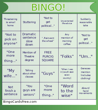 PURCIG Bingo Card 2