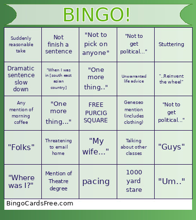 Purcig Bingo Card