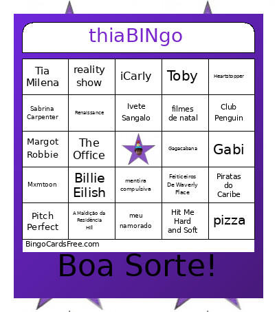 Purple Carpet Bingo Card