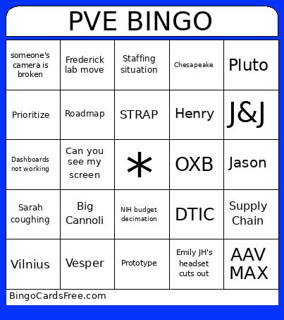 PVE Bingo Card