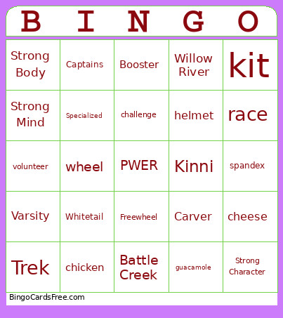 PWER Team Meeting Bingo Card