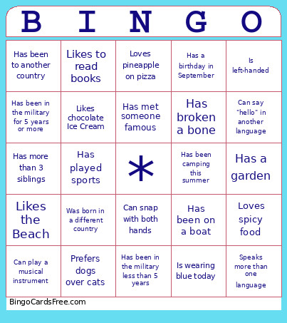 PWOC Bingo Card