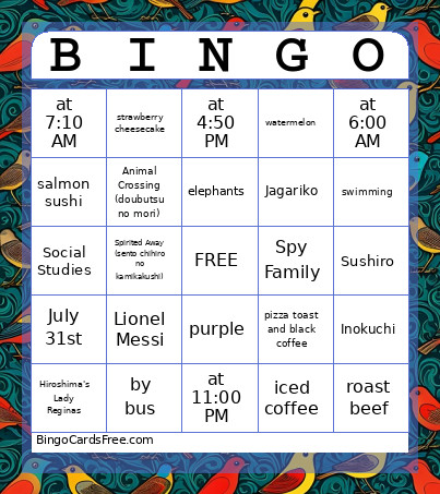 Q&A Bingo Card