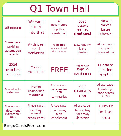 Q1 Town Hall Bingo Card