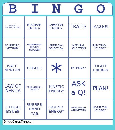 Q4 Science 7: ENERGY Bingo Card
