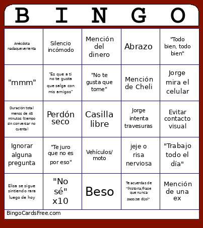 ¿Qué Pasará Esta Noche? Bingo Card