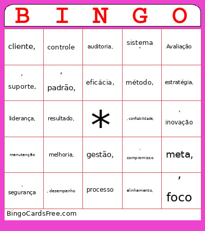 Qualidade Bingo Card