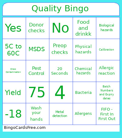 Quality Bingo Card