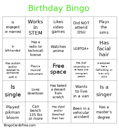 Quarter Life Crisis Bingo Card