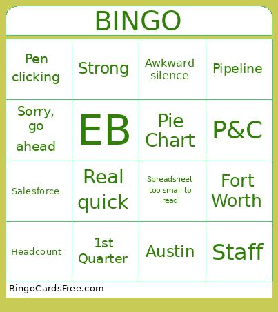 Quarterly meeting Bingo