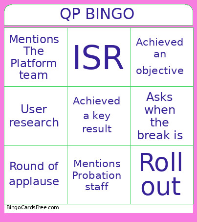 Quarterly Planning Bingo Card