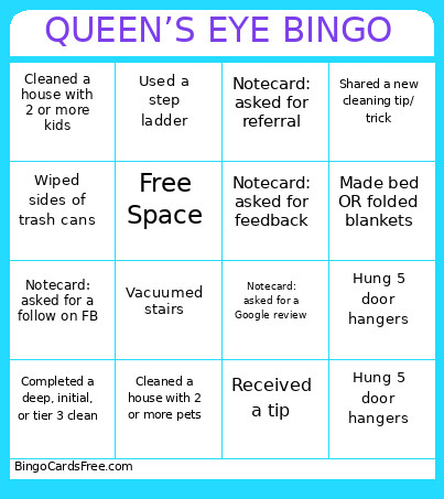 QUEEN’S EYE Bingo Card