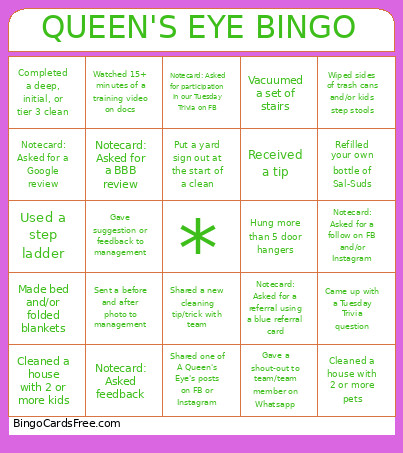 QUEEN'S EYE Bingo Card