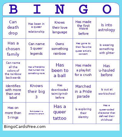 Queer Connections Bingo