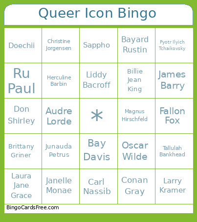 Queer Icon Bingo Card