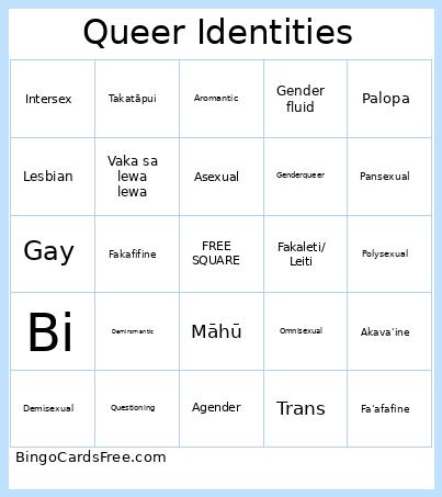 Queer Identities Bingo
