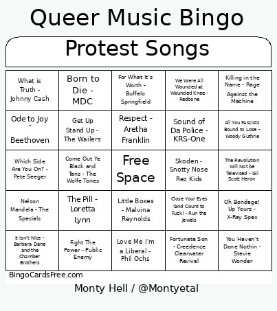 Queer Music Bingo Card