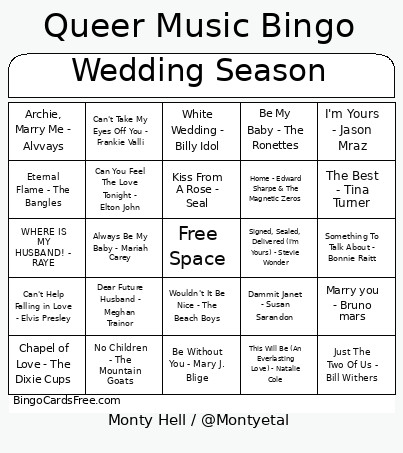 Queer Music Bingo Card