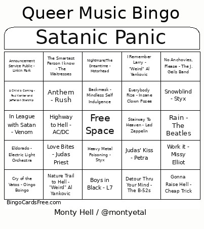 Queer Music Bingo Card