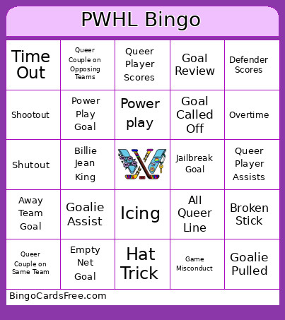 Queer PWHL Bingo Card