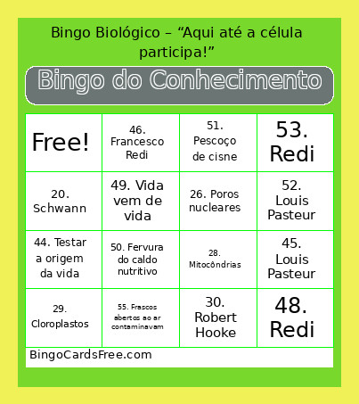 “Quem Aprende, Vence!” Bingo Card