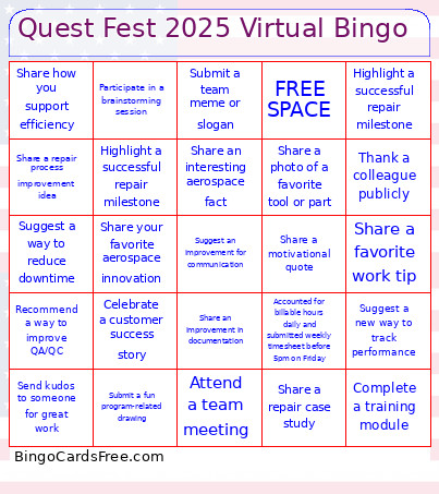 Quest Fest 2025 Virtual Bingo Card 2