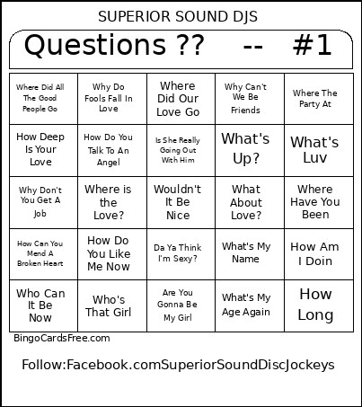 Questions ?? -- #1 Bingo Card
