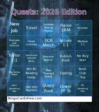 Quests: 2026 Edition Bingo Card