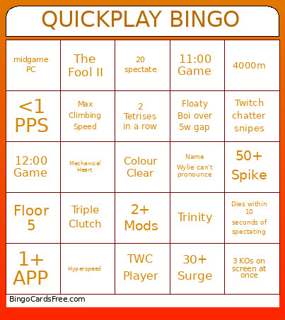 QUICKPLAY 2 Bingo Card 2