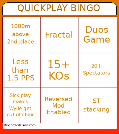 QUICKPLAY Bingo Card