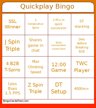 Quickplay Bingo Card