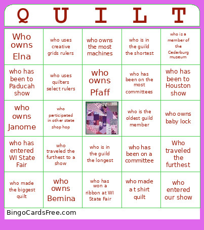 QUILT Bingo Card