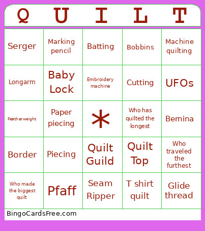 Quilt Bingo Card