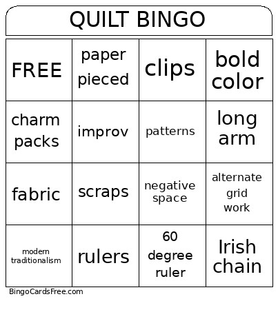 Quilt Bingo Card