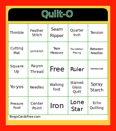 Quilt-O Bingo Card