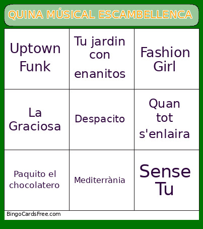 QUINA MÚSICAL ESCAMBELLENCA Bingo Card