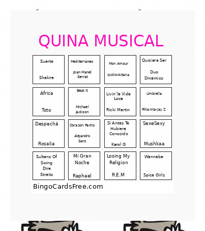 QUINA MUSICAL Bingo Card