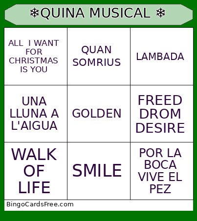 ❄️​​QUINA MUSICAL ❄️ Bingo Card