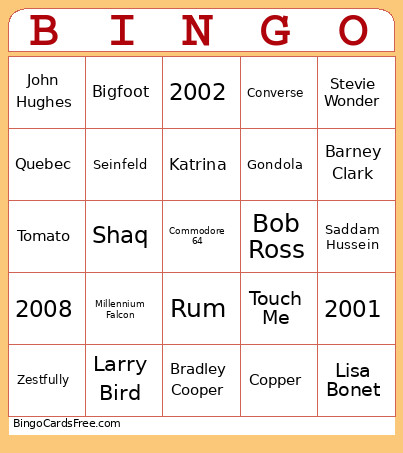QUIZZY A 7.11.26 Bingo Card