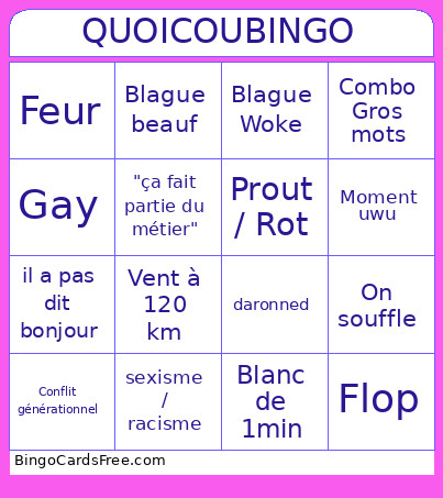 QUOICOU Bingo Card