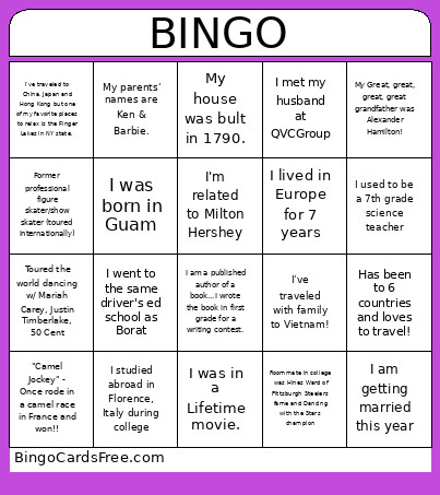 QVC DDGS Open House Bingo Card