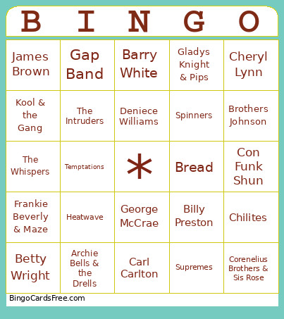 R&B Bingo Card