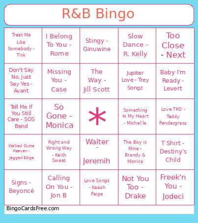 R&B Bingo Card