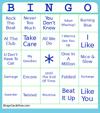 R&B Musical Bingo Card