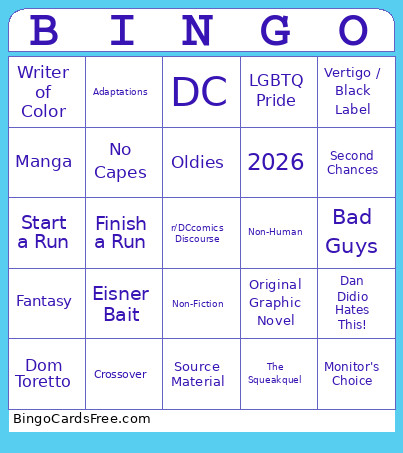 R/DCcomics 2026 Bingo Card