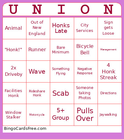 RA Strike! Bingo Card