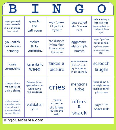 Rachel Bday Bingo